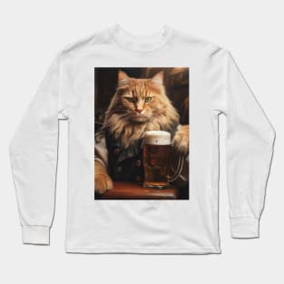Funny Cat Beer Long Sleeve T-Shirt